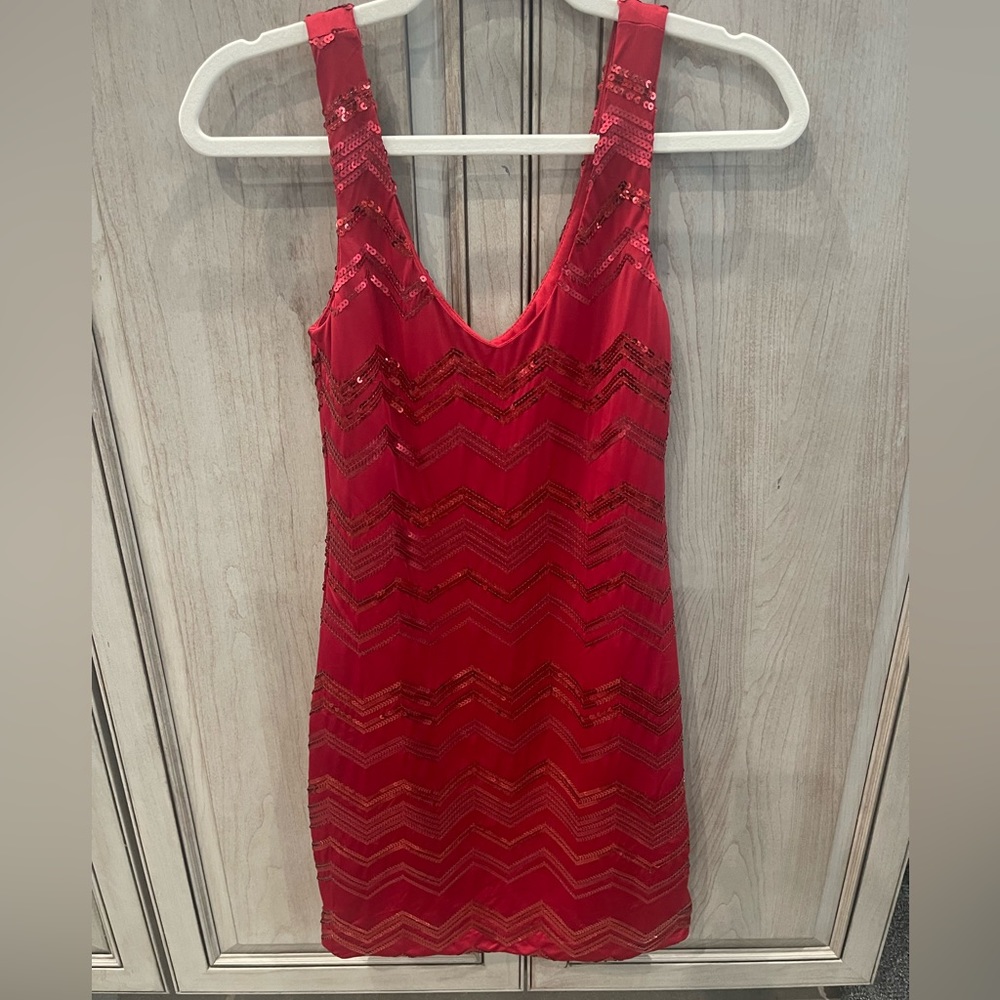 Profile Red Sequin Party Dress Size S
